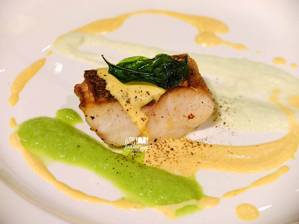 Grouper on Green and White Asparagus Puree with Bumbu Bali