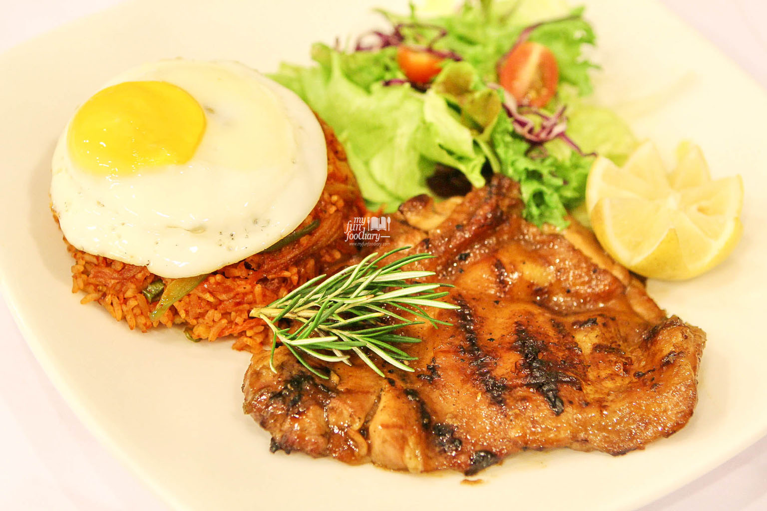 Galbi Chicken Steak with Kimchi Rice Kyochon Korean Chicken by Myfunfoodiary