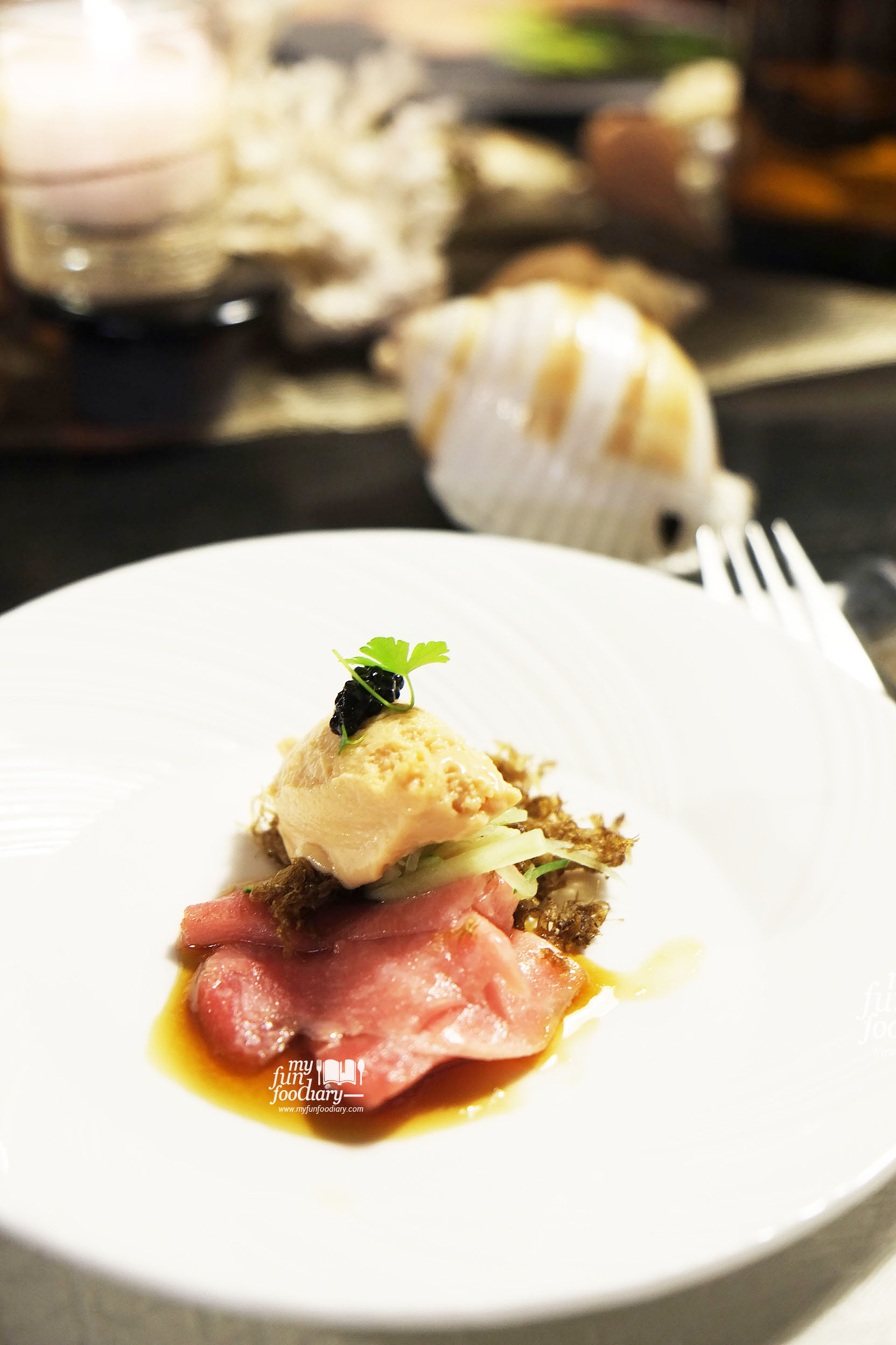 Tuna Belly, foie gras mousse, caviar, yuzu and soy at Real Food Concept Chapter 01 Ocean by Myfunfoodiary 01