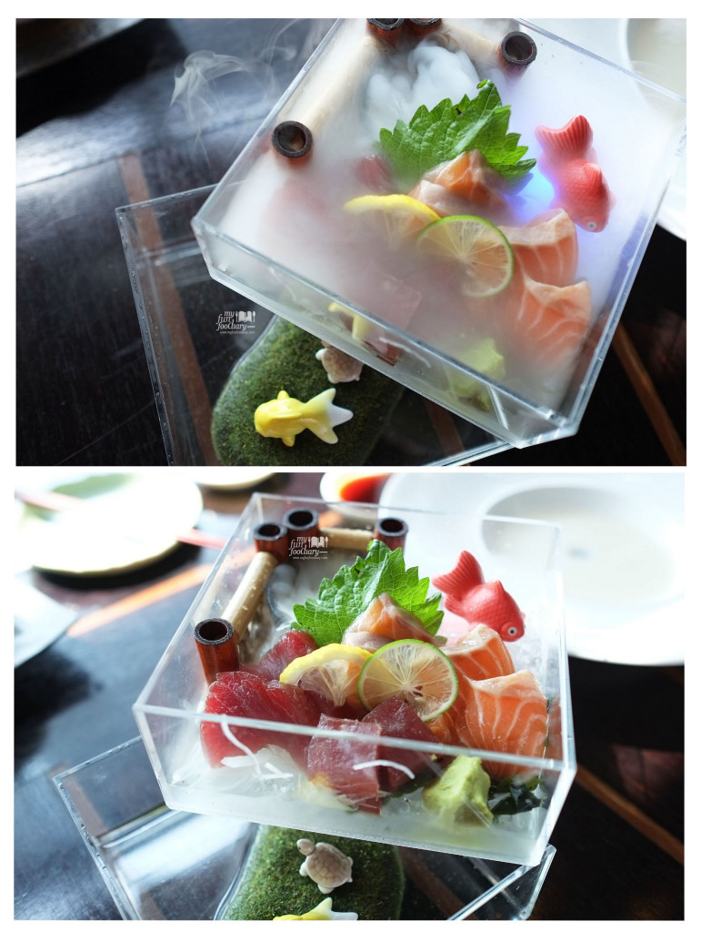 Shake and Maguro Sashimi at Enmaru Restaurant at Altitude The Plaza by Myfunfoodiary -collage