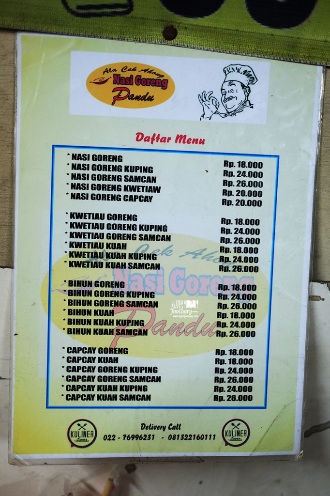 Daftar Harga Nasi Goreng Pandu Cek Acong Bandung by Myfunfoodiary