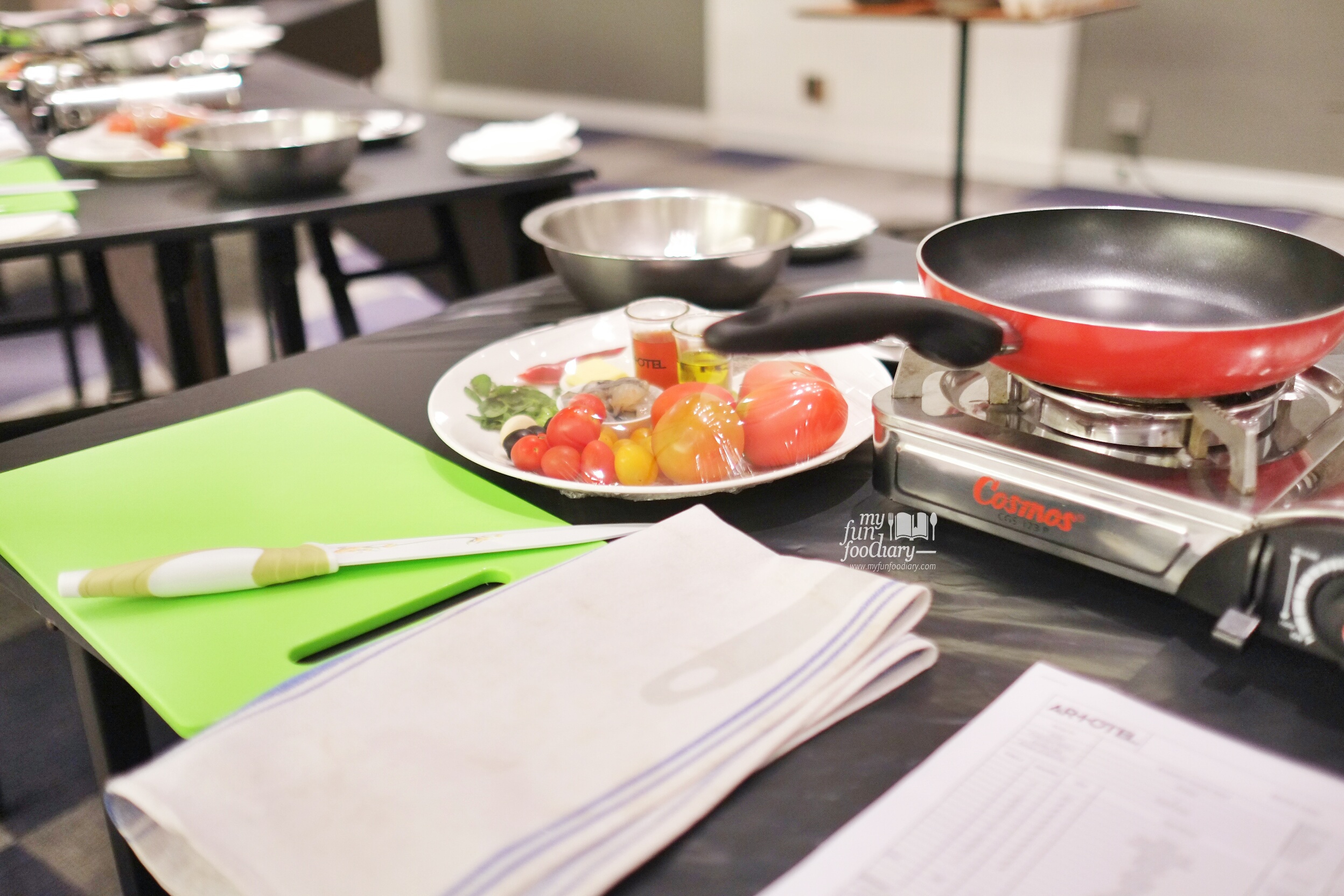 Preparation on the Table at our Cooking Class with Artotel Thamrin by Myfunfoodiary