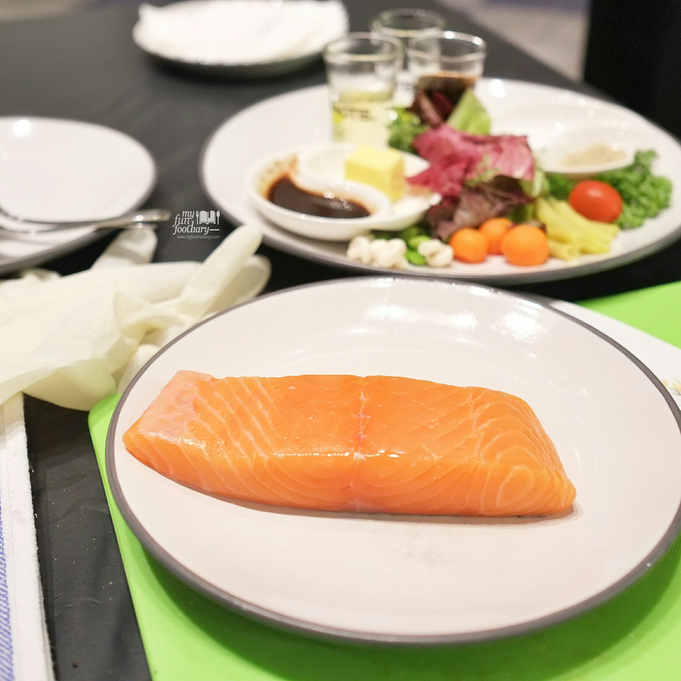 Salmon and Other Ingredients at our Cooking Class with Artotel Thamrin by Myfunfoodiary