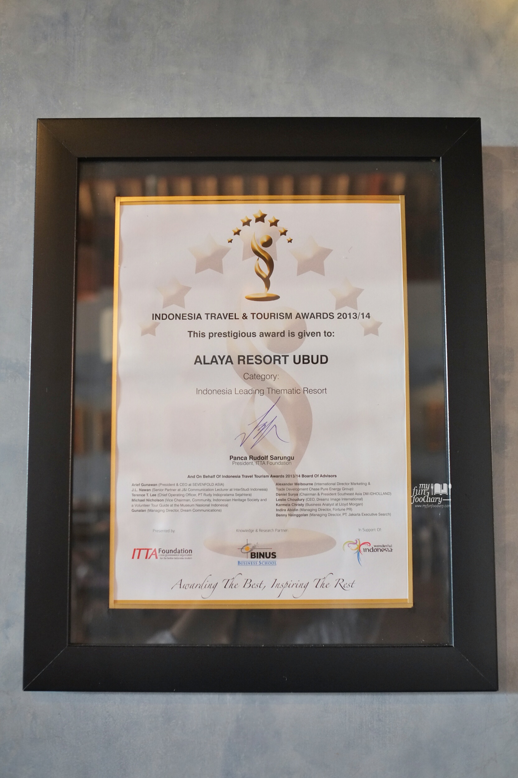 Alaya Resort Ubud Award - by Myfunfoodiary