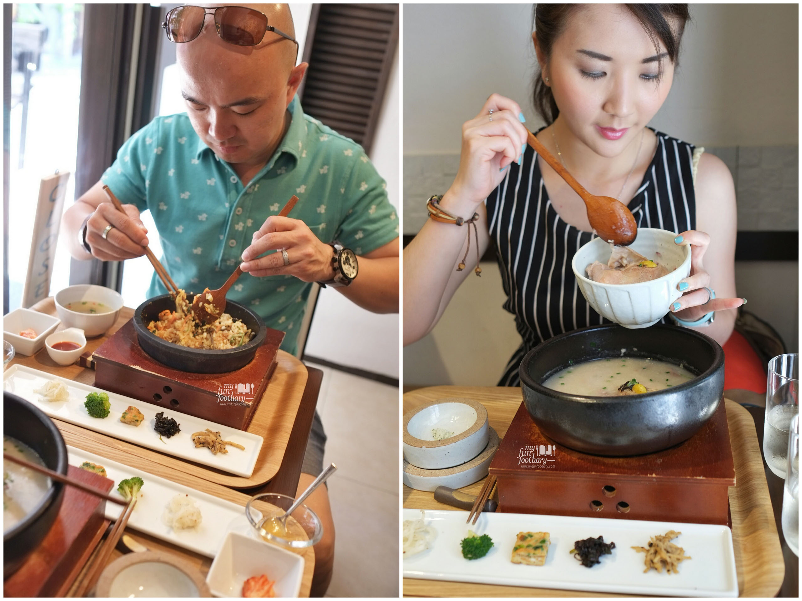 Mullie and Andy were enjoying their Korean Fusion Lunch at Osuri Restaurant in Tokyo Japan by Myfunfoodiary