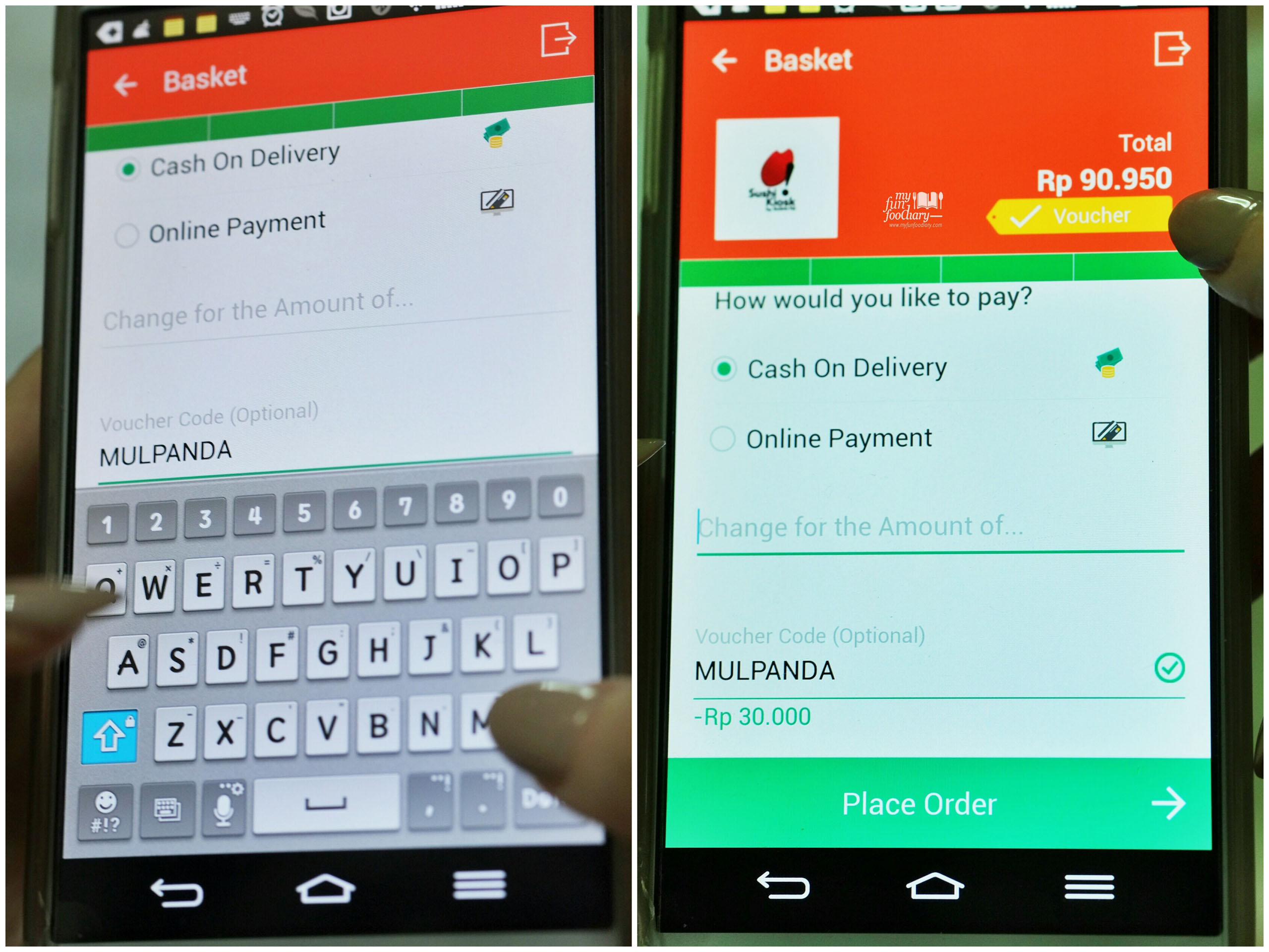 Enter Voucher Code MULPANDA to get discount in foodpanda apps by Myfunfoodiary