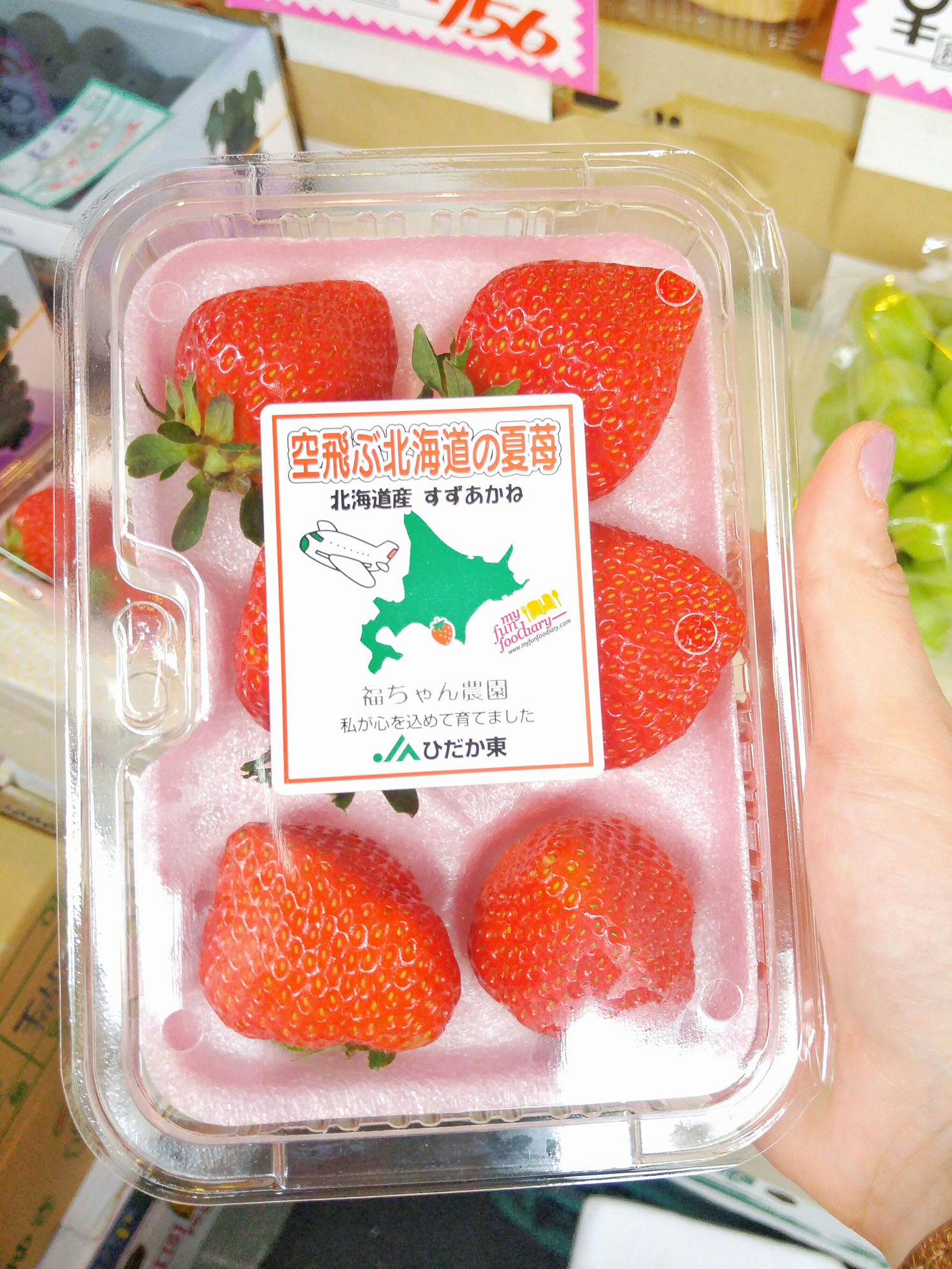 Fresh Japanese Strawberries found by Mullie at Tsukiji Fresh Market Japan - myfunfoodiary r1