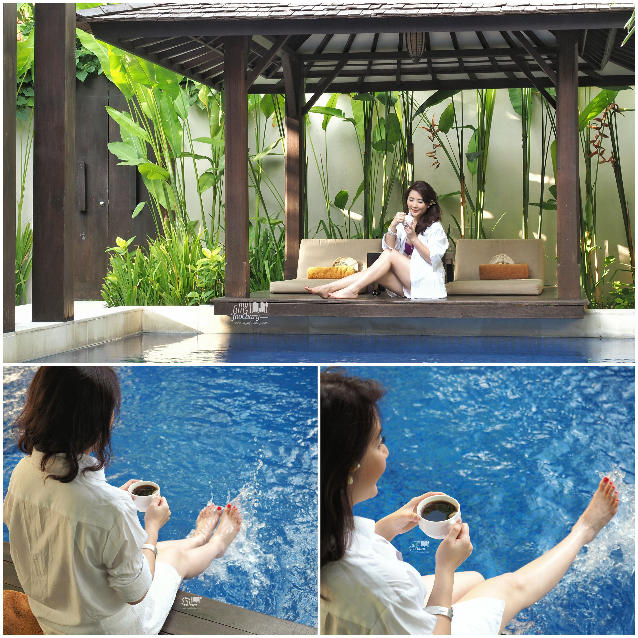 Playing water at my private pool - Villa De Daun Kuta Bali by Myfunfoodiary
