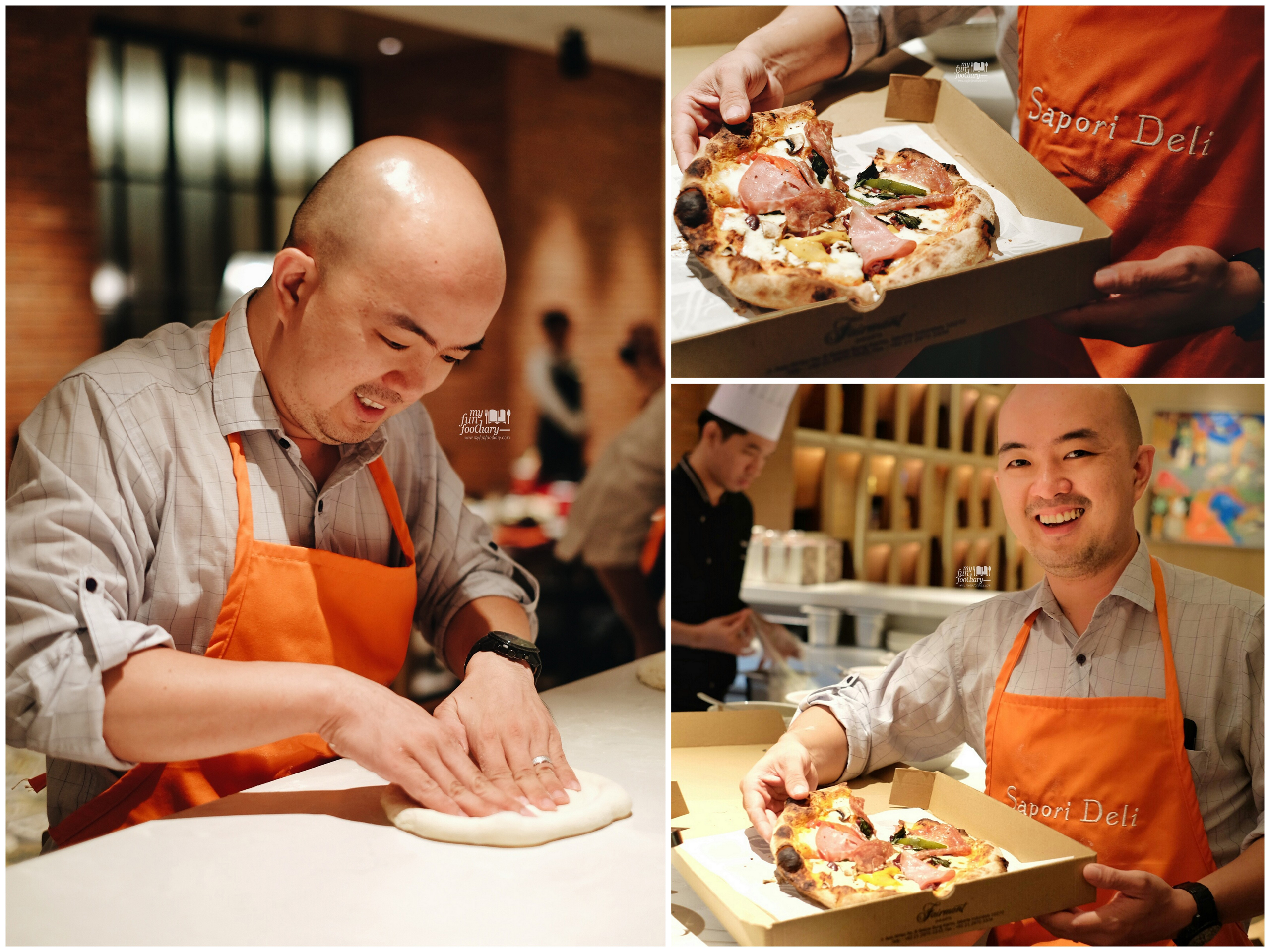 My husband Andy Handoko with his Pizza creation at Sapori Deli by Myfunfoodiary