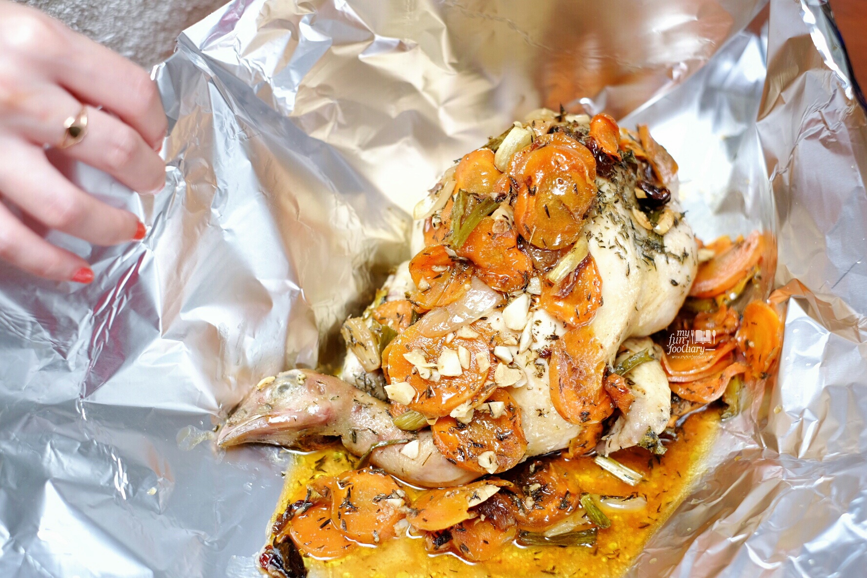 Wrap the Chicken with alumunium foil by Myfunfoodiary