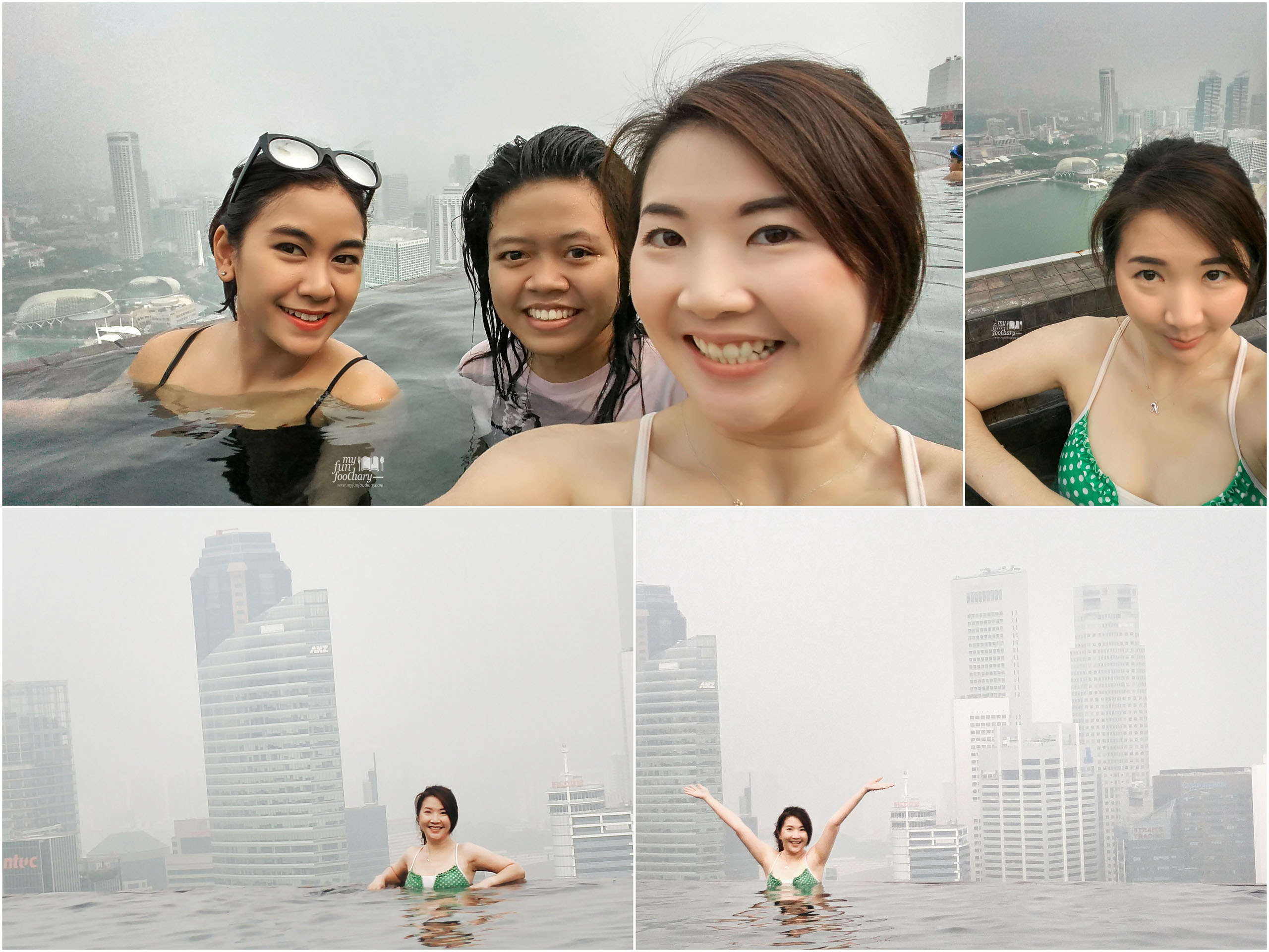 Anisa Listy and Me had fun together in the Infinity Pool at the rooftop of Marina Bay Sands by Myfunfoodiary