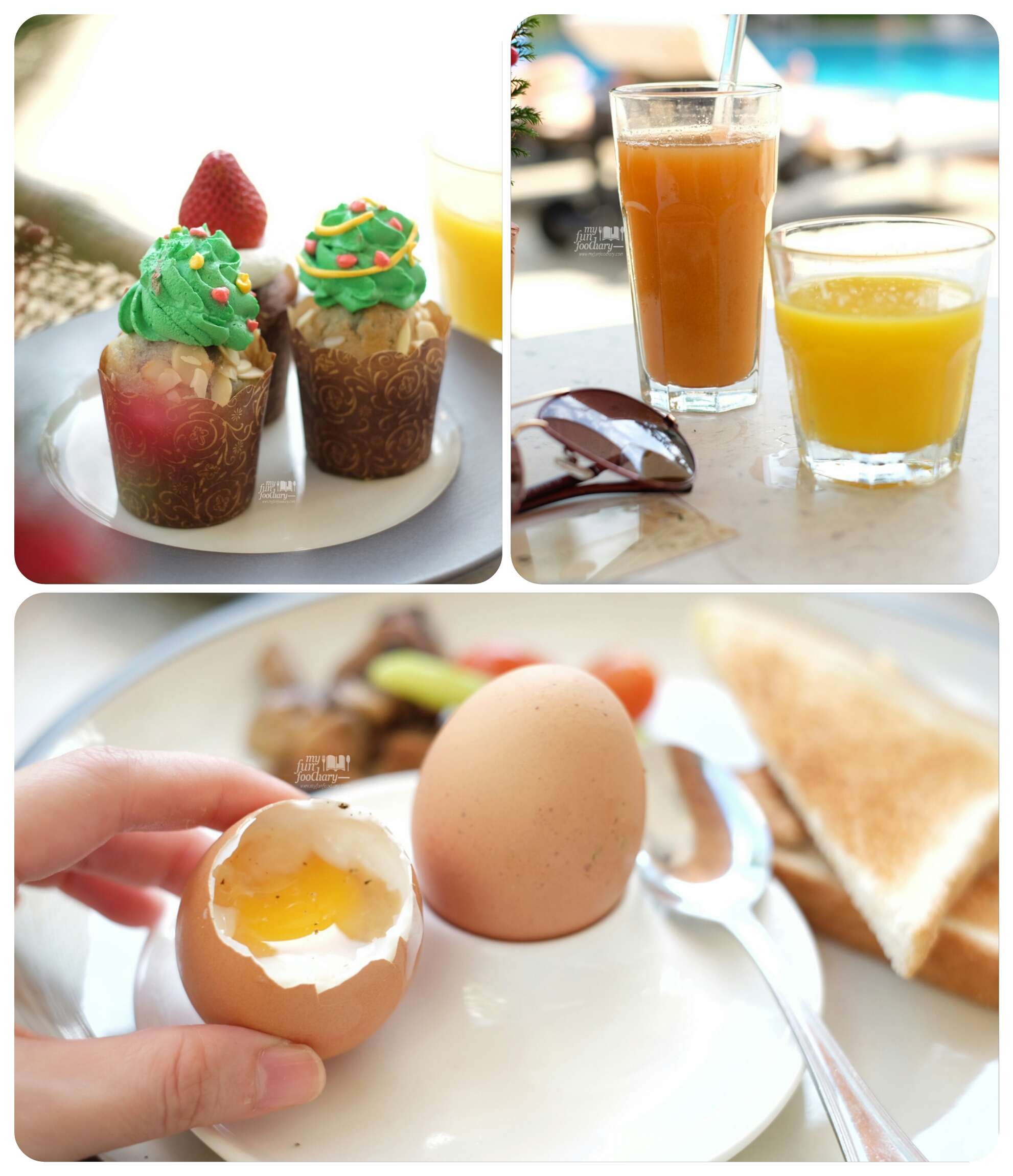 Half Boiled Egg + Cupcakes + Fresh Juices at The Waterfall Shangri-La Singapore by Myfunfoodiary