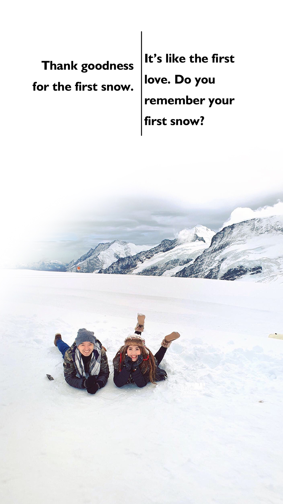 Our first snow experience in Jungfrau Top of Europe - Travel 3 Weeks Itinerary Europe by Myfunfoodiary